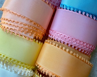 Vintage Picot Taffeta Ribbon in Ice Cream Colors