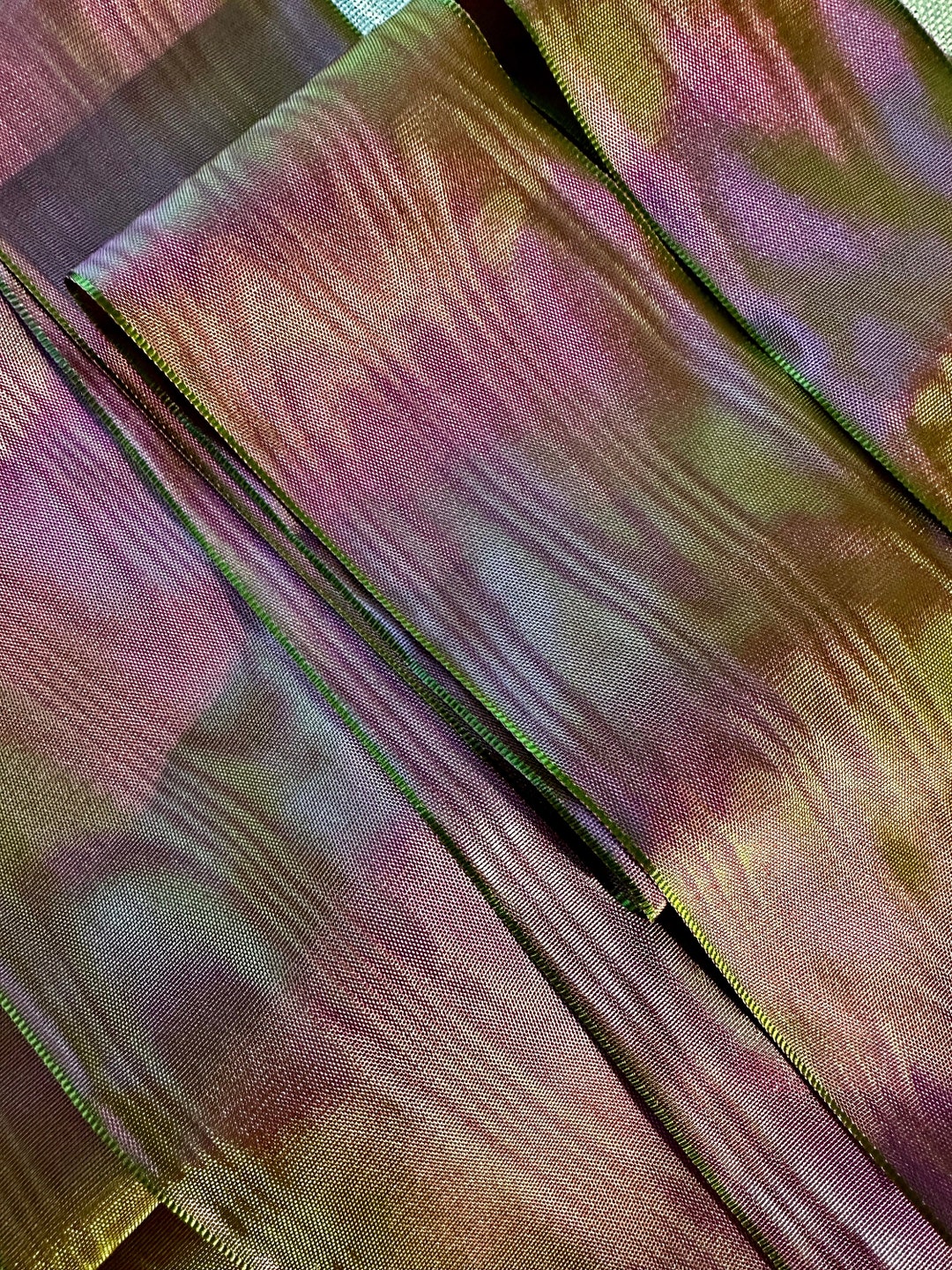 Moiré Ribbon in Three Different Widths Changeable Pink and Green - Etsy