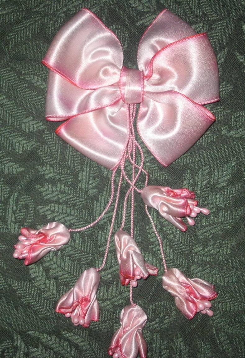 Delicate Handmade Floral Ribbon Bow in Silk Sweetheart Pink Silk Ribbon – Silk & Willow main image 4