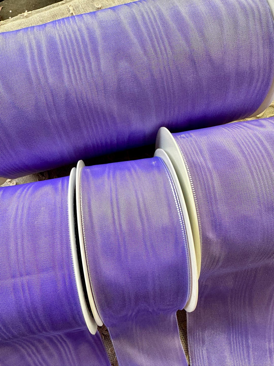 Moiré Ribbon in Four Different Widths Lavender - Etsy