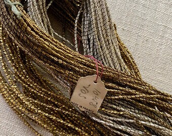 Cordons de broderie de perles à carreaux en métal doré et argenté antiques