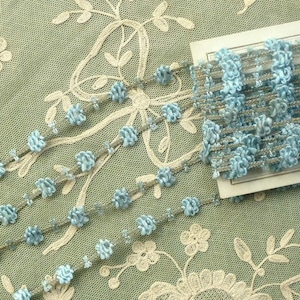 Rococo Trim Blue Flower & Silver Metal 12 Inches