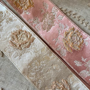 French Brocade Vintage Ribbon with Embossed Roses