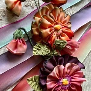 French Ombre Wired Ribbon in Five Pansy Colors