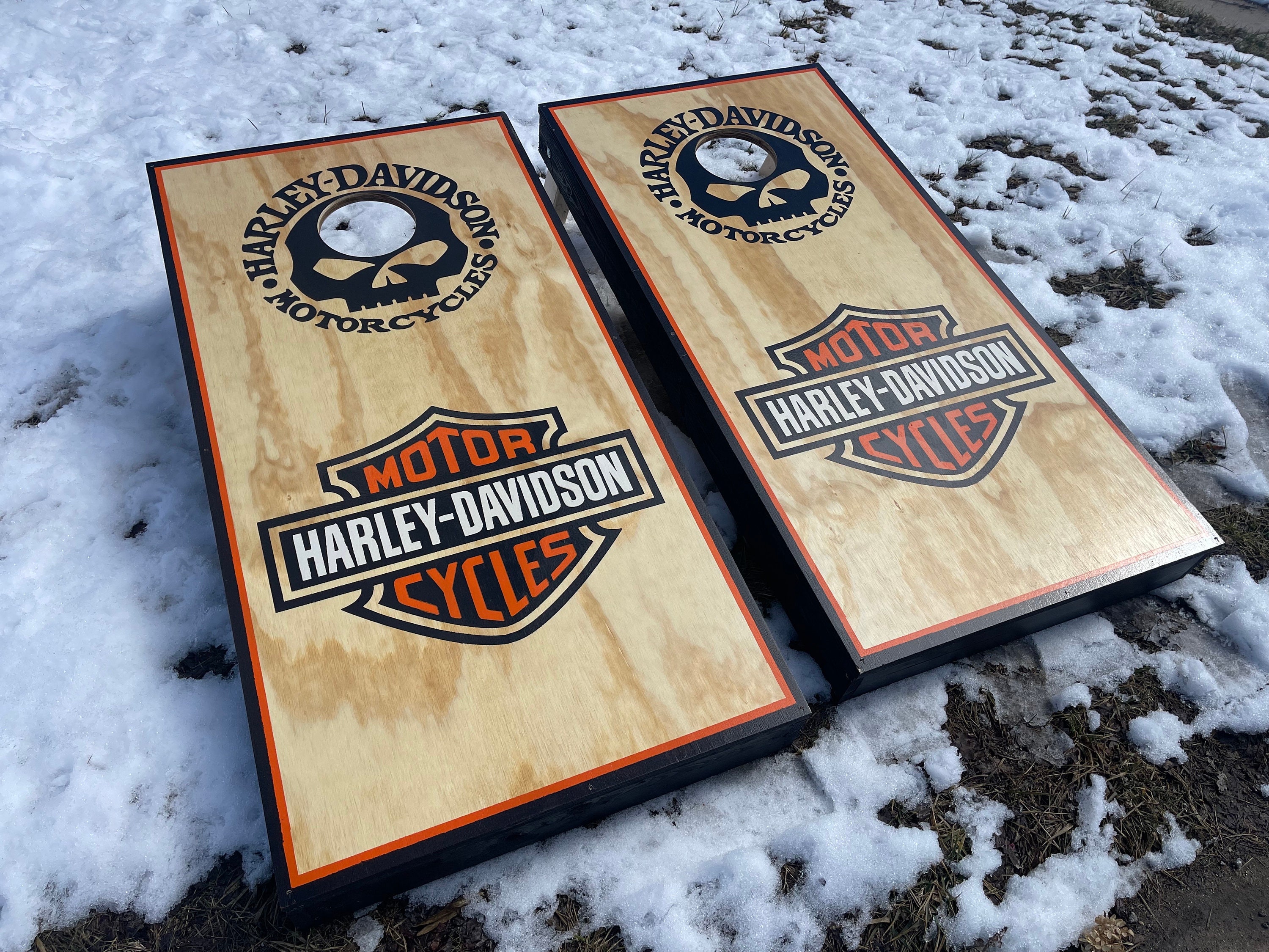 Harley Davidson Cornhole Boards College Personalized Hand - Etsy