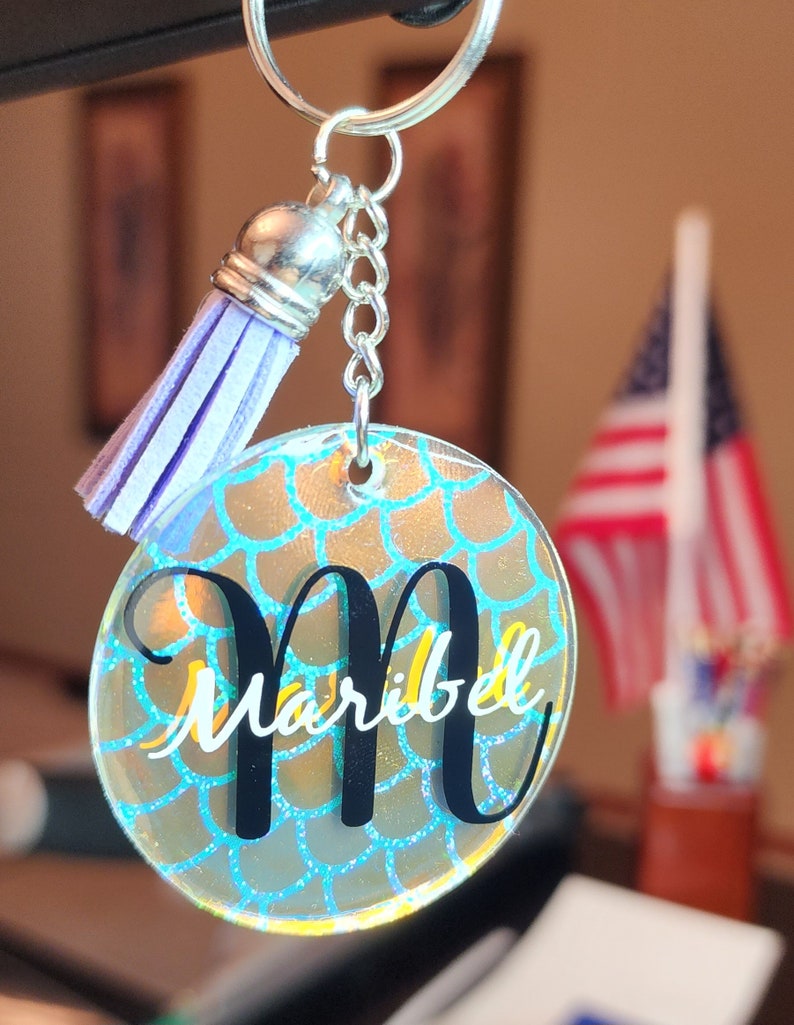 Personalized Acrylic Keychains Name and Initial Keychain Custom Name