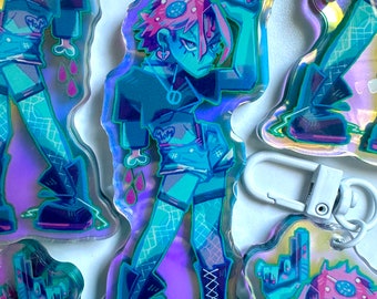 Zombie Girl Acrylic Charm Keychain (original character) Lux!!!