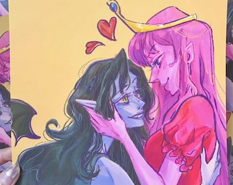 Bubbaline Adventure Time Square Art Print Poster Marceline Princess Bubblegum WLW