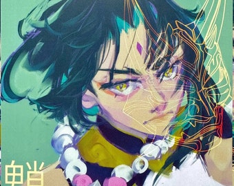 xiao Genshin Einschlag Maske quadratisch Kunstdruck