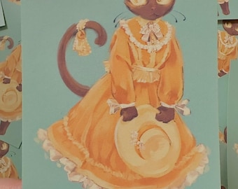 A Fine Morning Digital Art Print Kitty Cat Art Print Lolita Postcard