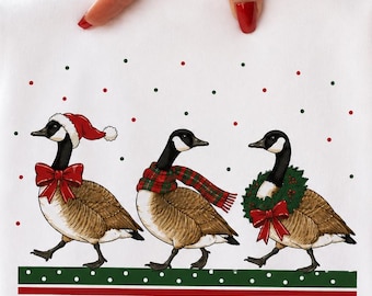 Christmas Goose, Vintage 80s and 90s Country Canadian Geese PNG, CottageCore Holiday Ducks, GrandmaCore Clipart