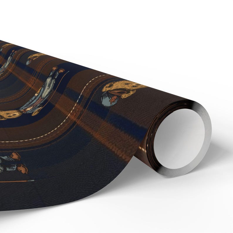 Ralph Lauren Christmas, Dark Tartan Plaid Wrapping Paper, Teddy Bear , Masculine Gift Wrap, Mens Wrapping Paper, Vintage afbeelding 5