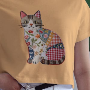 Eight patchwork quilted PNGs featuring various farm animals, including a duck, rabbit, bear, goat, cow, dog, sheep, and cat. Each animal is crafted with a mix of floral and red gingham fabrics, creating a charming, rustic aesthetic.