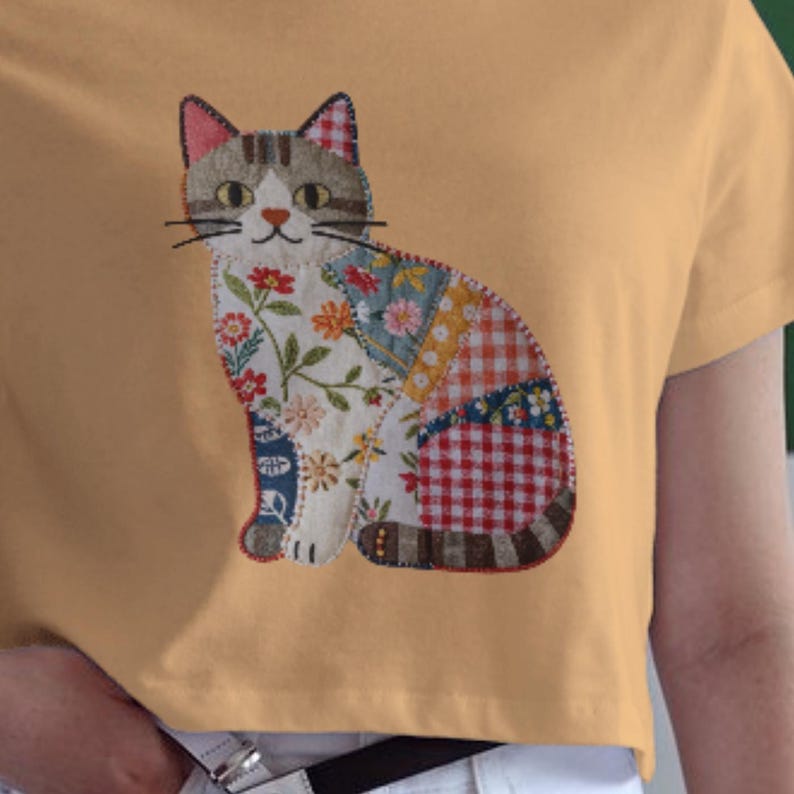 Eight patchwork quilted PNGs featuring various farm animals, including a duck, rabbit, bear, goat, cow, dog, sheep, and cat. Each animal is crafted with a mix of floral and red gingham fabrics, creating a charming, rustic aesthetic.