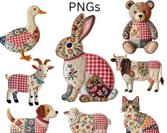 Boerderijdieren patchwork gewatteerde png, gewatteerde gans, faux eend stoffen, appalachen, decoratie kinderkamer,