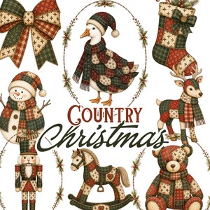 Christmas Goose PNG, Country Patchwork Nutcracker, Retro 80s 90s Holiday Bundle, Festive Digital Downloads,