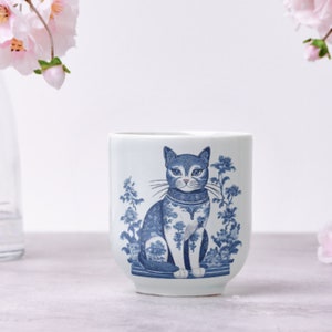 Chinoiserie Cat Wall Art, Clipart, Blue White PNG, Digital Download, Printable Decor, Scrapbooking Illustrations, Graphics, Asian Inspired