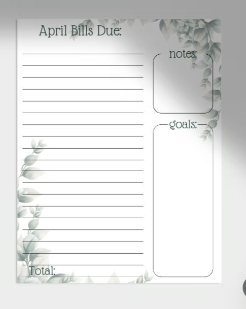 Printable Bill Tracker, 14 Printable Monthly Due Date Bill Tracker ...
