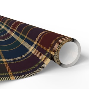 Ralph Lauren Christmas, Heritage Christmas Wrapping Paper Roll, Tartan Plaid Gift Wrap, Burgundy Green Navy Christmas Paper image 7