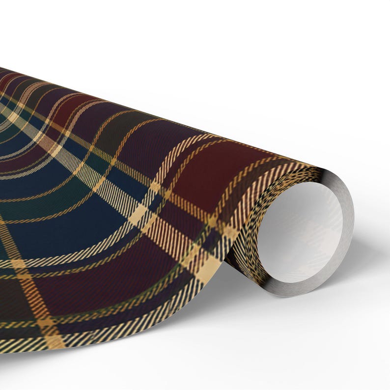 Ralph Lauren Christmas, Heritage Christmas Wrapping Paper Roll, Tartan Plaid Gift Wrap, Burgundy Green Navy Christmas Paper image 7