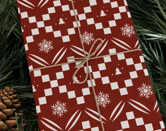 Après-Ski Alpine Log Cabin Christmas, Sweater Pattern Wrapping Paper, Rustic Holiday Gift Wrap, Nostalgic Wrapping Paper Roll