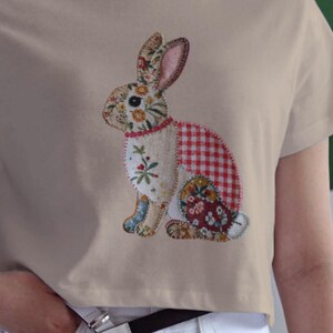 Eight patchwork quilted PNGs featuring various farm animals, including a duck, rabbit, bear, goat, cow, dog, sheep, and cat. Each animal is crafted with a mix of floral and red gingham fabrics, creating a charming, rustic aesthetic.