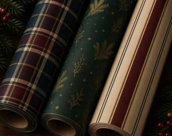 Ralph Lauren Christmas, Heritage Christmas Wrapping Paper Roll, Tartan Plaid Gift Wrap, Burgundy Green Navy Christmas Paper