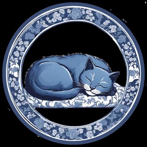 Chinoiserie Cat Wall Art, Clipart, Blue White PNG, Digital Download, Printable Decor, Scrapbooking Illustrations, Graphics, Asian InspiredToile de Jouy