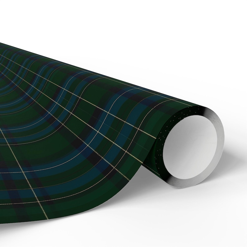 Blackwatch Plaid Wrapping Paper, Ralph Lauren Christmas, Navy Blue Tartan Pattern Gift Wrap image 5