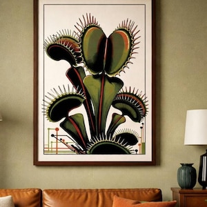 Venus Flytrap Wall Art, Carnivorous Plants, Dark Academia Botanical, Mid Century Modern Retro Futurism, Gothic Nature Decor