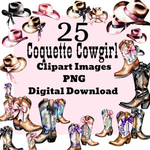 Arte de pared imprimible, coqueta gótica occidental, PNG, descarga digital, estética de vaquera, botas, moños, sombreros, clipart, diario basura, POD