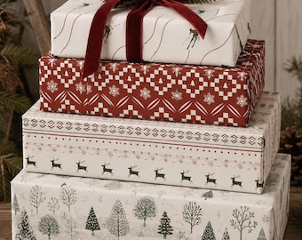 Vintage Ski Christmas Wrapping Paper, Retro Alpine Lodge Gift Wrap, Après Ski Winter Holiday Paper, 90s Nostalgic Mountain Christmas