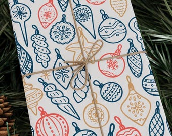 Coastal Beach Holiday Wrapping Papers, Festive Beach Ornaments Patterned Gift Wrap