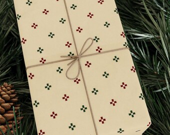 Ralph Lauren Christmas, Dark Green and Red Wrapping Paper, 80s Country Christmas Gift Wrap,