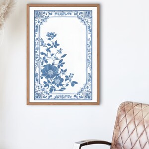 Chinoiserie Clipart, Blue and White Borders, Floral PNG Images, Digital Download Clipart, Wedding Invitation Decor, Printable Craft Designs, Scrapbooking Graphics, Classic Chinoiserie Art, DIY Invitation Elements, Elegant Floral Clipart Toile de Jouy