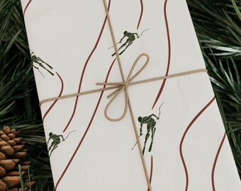 Après-Ski Alpine Log Cabin Christmas, Ski Slope Pattern Wrapping Paper, Traditional Holiday Gift Wrap, 90s Nostalgic Wrapping Paper Roll