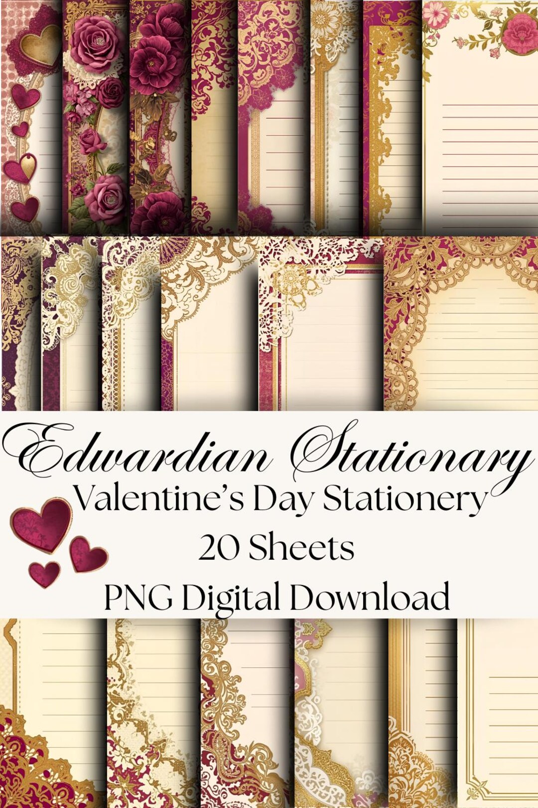 Rococo, Edwardian Valentines Day Stationary, Letterhead, Printable ...