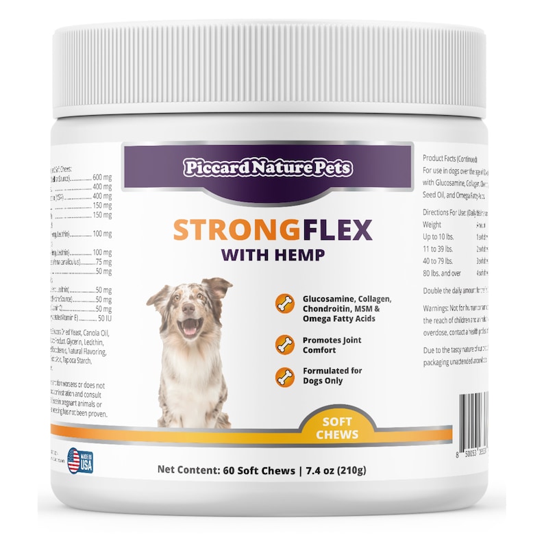 PiccardNaturePets StrongFlex avec support articulaire en chanvre pour chiens 60 bouchées douces image 1