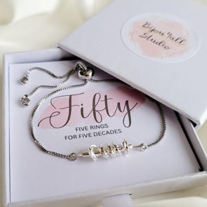 20th/30th/40th/50th/60th/70th Birthday Rings Bracelet Gifts For Her, 60th Birthday Adjustable Bracelet Gifts For Women