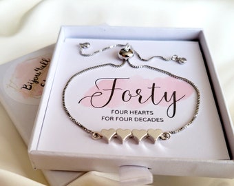 20e/30e/40e/50e/60e hart verjaardag armbanden geschenken, verstelbare ketting damesarmband 40e verjaardagscadeau voor haar, 40e verjaardag sieraden