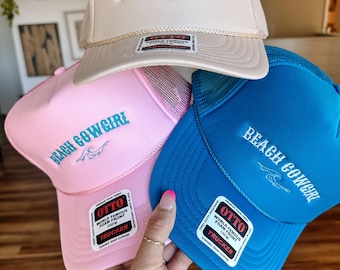 Beach Cowgirl Embroidered Foam Trucker Hat