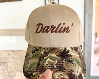 Darlin Camo Baseball Cap, Embroidered Hat