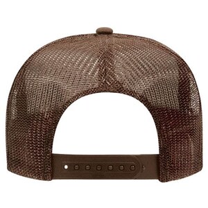 May include: A brown mesh trucker hat with a brown adjustable strap.