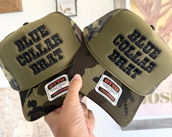 Blue Collar Brat Camo Trucker Hat