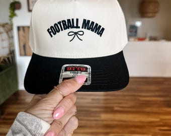 Football Mama Bow Embroidered Baseball Hat