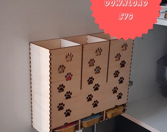 Mensola per cibo per gatti, mangiatoia rialzata per gatti, mensola per cibo per gatti, download digitale, file di taglio laser