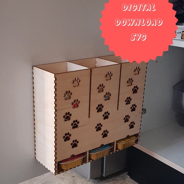 Cat food shelf, raised cat feeder, cat food shelf, digital download, laser cutting file