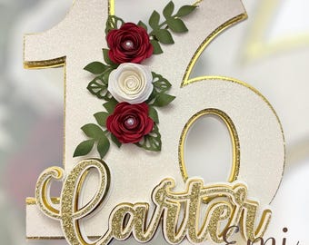 Sweet 16 Cake Topper: Glitter Cardstock, Metallic Layers