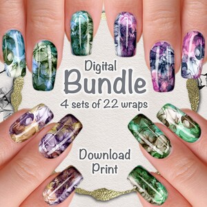 Alcohol Ink Design - Nail Wrap Bundle 010 - Printable Instant Download - Abstract designs to print your own nail wraps
