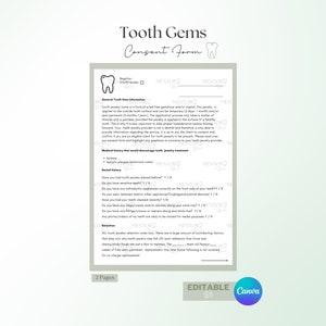 Tooth Gem Customer Consent Form - Editable Canva Template - Teeth Whitening